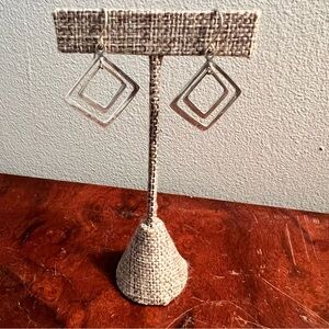 Silver dangle square earrings